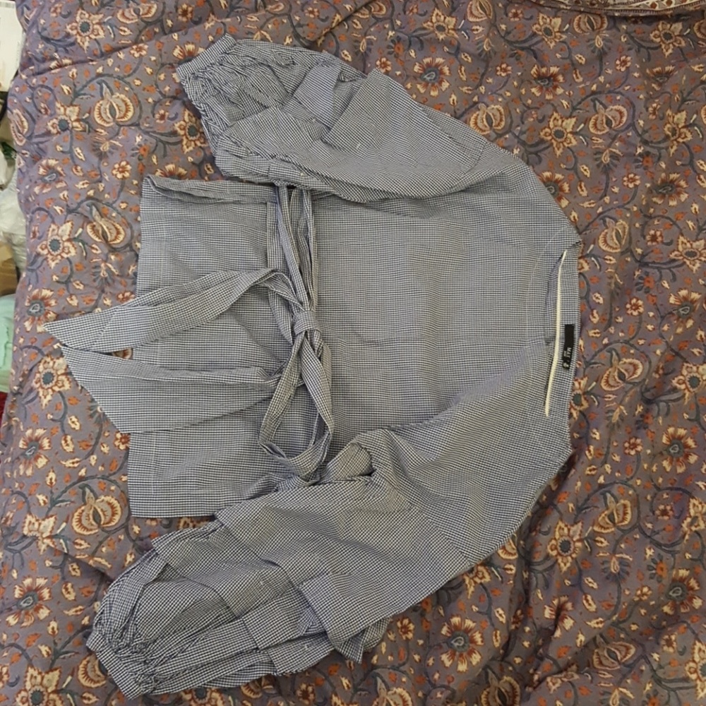 Wideneck gingham blouse